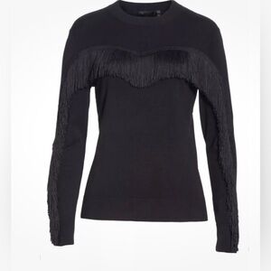 Ted Baker Elegant Black Fringe Sweater Top Size3/ Medium